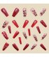NA088 - Dark Red Flower Manicure Nails